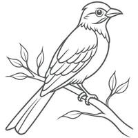 Elegant Bird Outline on Tree Branch vector