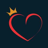 Elegant Heart and Crown Graphic vector