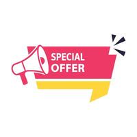 Special Offer Label with Megaphone Icon for Attention-Grabbing Designs vector