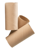 Top view of tissue paper cores or toilet paper tubes in stack isolated with clipping path in file format png