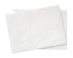 Top view of two folded white tissue paper in stack isolated with clipping path in file format png