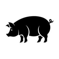 Pig silhouette, minimalist design on white background vector