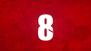 The number eight is shown on a red background video