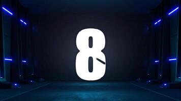 The number 8 is lit up in a dark room video