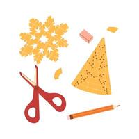 Christmas composition with a DIY paper snowflake vector