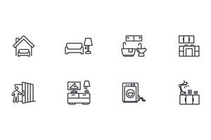 Home interior icon set..Editable stroke.linear style sign for use web design,logo.Symbol illustration. vector