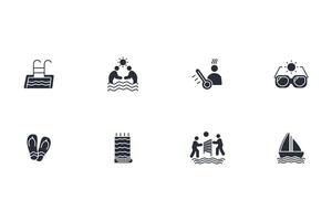 Summer icon set..Editable stroke.linear style sign for use web design,logo.Symbol illustration. vector