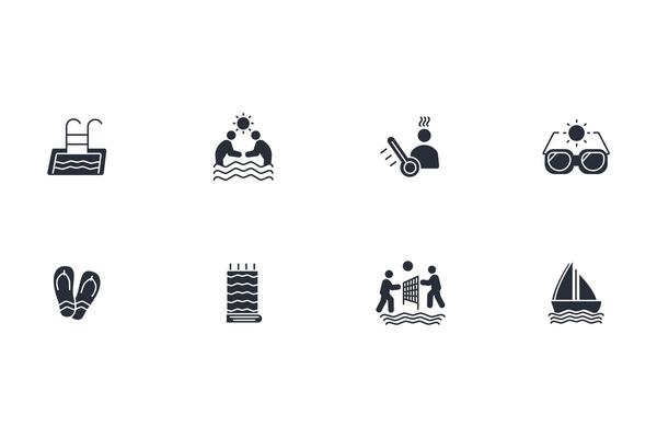 Summer icon set..Editable stroke.linear style sign for use web design,logo.Symbol illustration.