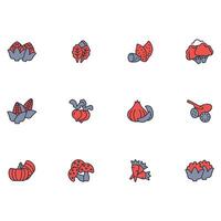Vegetables icon set..Editable stroke.linear style sign for use web design,logo.Symbol illustration. vector