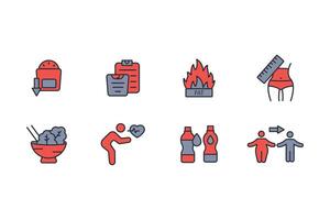 Weight loss icon set..Editable stroke.linear style sign for use web design,logo.Symbol illustration. vector