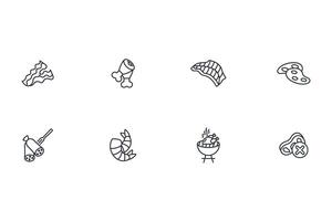 Meat icon set..Editable stroke.linear style sign for use web design,logo.Symbol illustration. vector