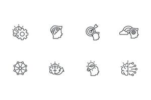 Brain icon set..Editable stroke.linear style sign for use web design,logo.Symbol illustration. vector