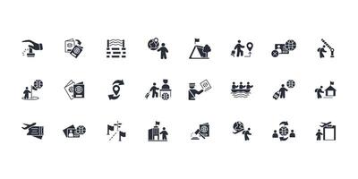 migration icon set..Editable stroke.linear style sign for use web design,logo.Symbol illustration. vector