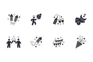 New year icon set..Editable stroke.linear style sign for use web design,logo.Symbol illustration. vector