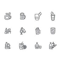 Drinks icon set..Editable stroke.linear style sign for use web design,logo.Symbol illustration. vector