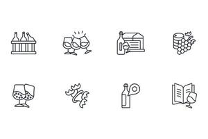 Wine icon set..Editable stroke.linear style sign for use web design,logo.Symbol illustration. vector