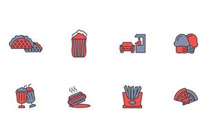 Fast food icon set..Editable stroke.linear style sign for use web design,logo.Symbol illustration. vector