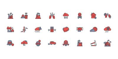 Air Pollution icon set..Editable stroke.linear style sign for use web design,logo.Symbol illustration. vector