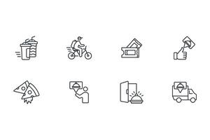 Food delivery icon set..Editable stroke.linear style sign for use web design,logo.Symbol illustration. vector