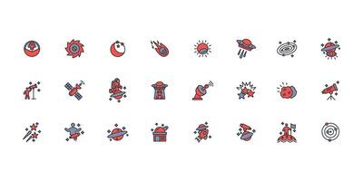 Astronomy icon set..Editable stroke.linear style sign for use web design,logo.Symbol illustration. vector