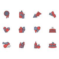 Fast food icon set..Editable stroke.linear style sign for use web design,logo.Symbol illustration. vector
