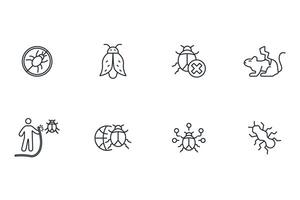 Pest control icon set..Editable stroke.linear style sign for use web design,logo.Symbol illustration. vector