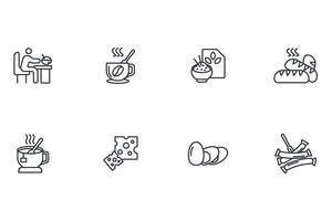 Breakfast icon set..Editable stroke.linear style sign for use web design,logo.Symbol illustration. vector