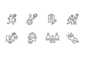 activism protest icon set..Editable stroke.linear style sign for use web design,logo.Symbol illustration. vector