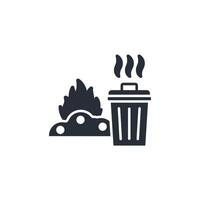 burning waste icon. .Editable stroke.linear style sign for use web design,logo.Symbol illustration. vector