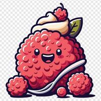 Raspberry ice cream with a spoon and fork vector