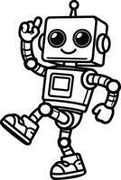 A robot is dancing in the air coloring page vector