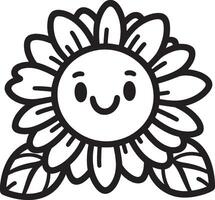 A cartoon sunflower with a smiley face vector