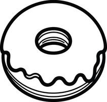 A donut is shown in black and white vector