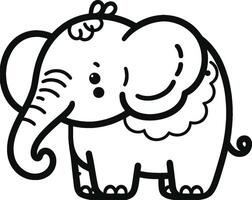 An elephant coloring page with a black and white outline vector
