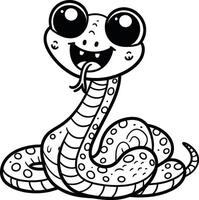 A cartoon snake with big eyes and a smile vector