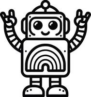 A robot with two hands up and a peace sign vector