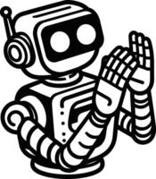A robot is waving its hands in the air vector