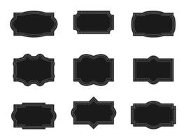 Black Vintage Frames set. Decorative retro border in flat style. Horizontal blank templates to decorate text. vector