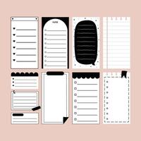 black and white to do list flat illustration set vector