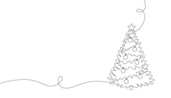 Continuous single line drawing of Christmas tree. 2022, Christmas and New Year. Simple single line Christmas card design element. illustration vector