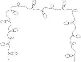 Festoon, garland with bulbs drawing with one continuous line. Festive, Christmas garland in simple linear style. Separating frame for banner. editable illustration vector