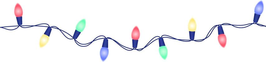 Glowing holiday garland with colorful multicolored bulbs. Festive, Christmas New Year decoration. Christmas card design element. illustration vector