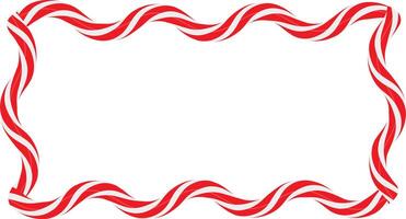 Christmas twisted lollipops. Rectangular wavy frame with red and white stripe. Christmas and new year template for cards, banner. Festive Christmas frame. illustration vector