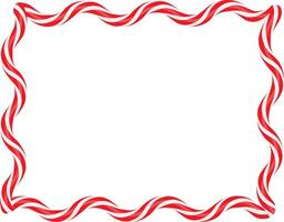 Christmas twisted lollipops. Rectangular wavy frame with red and white stripe. Christmas and New Year template. Festive Christmas frame. illustration vector