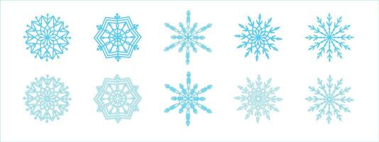 Christmas snowflake icons. Xmas snowflake design. Winter snow set vector