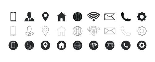 Set of web icons black and white on white background vector