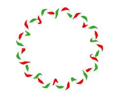 Candy cane round frame. Christmas ribbon with red, green and white stripes. Greeting card with New Year or Christmas decorating border vector