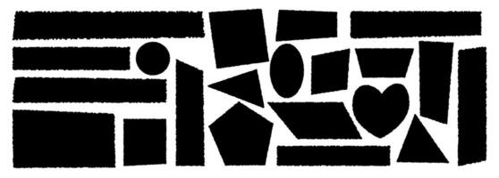 Set of torn empty pieces paper sheets with jagged edges. Scraps of paper. Shredded material of different shapes vector
