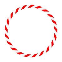Candy cane round frame. Christmas ribbon with red and white stripes. Greeting card with New Year or Christmas decorating border vector