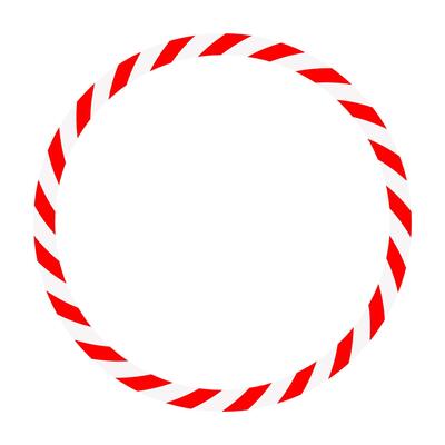 Candy cane round frame. Christmas ribbon with red and white stripes. Greeting card with New Year or Christmas decorating border